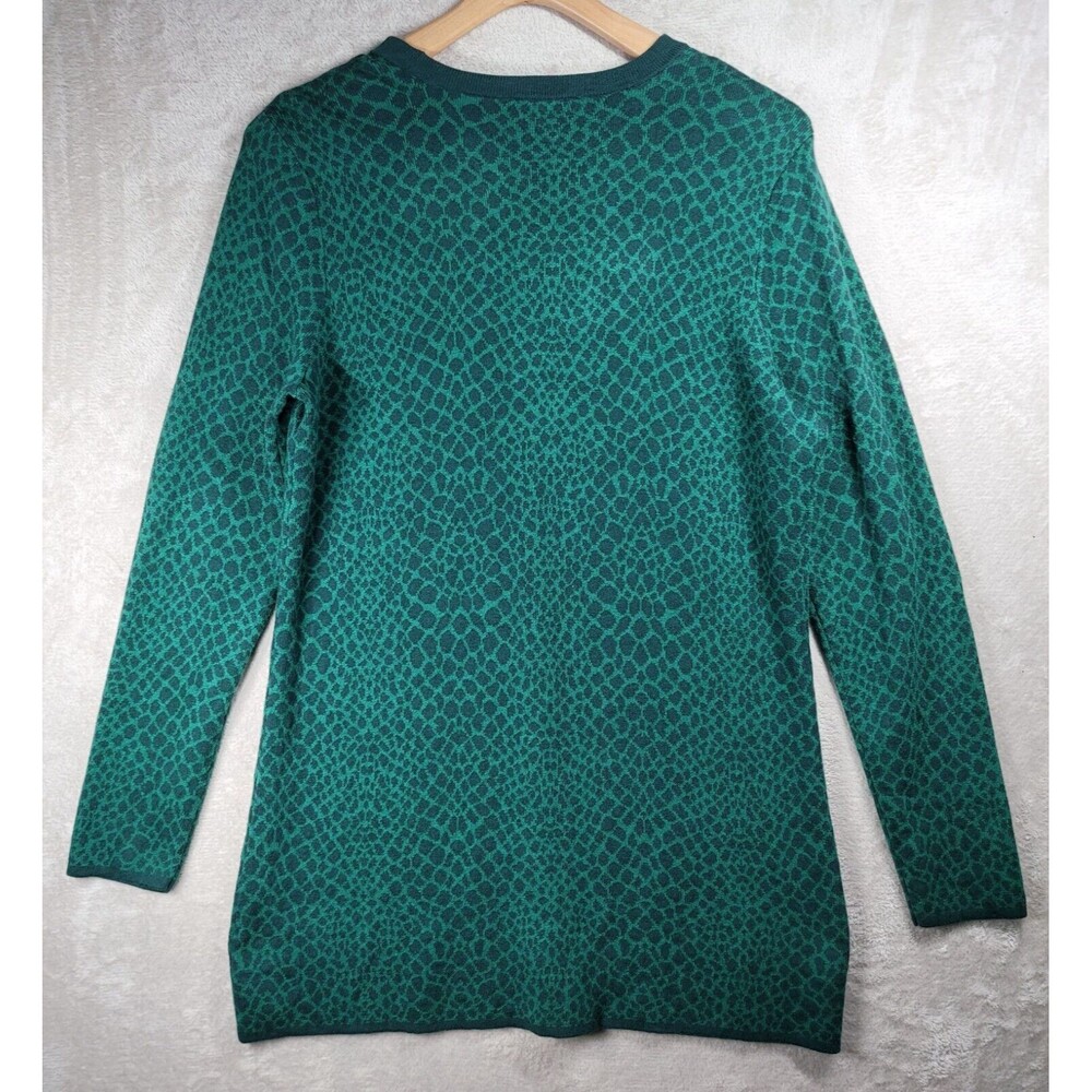 Isaac Mizrahi Live Cardigan Sweater Womens M Green Long Sleeve Animal Print - Picture 2 of 16